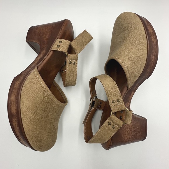 b.o.c. by Born Natasha Boho Hippie Tan Platform Clogs Faux Leather Womens 10M - Picture 8 of 12
